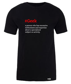 #Geek Definition Short Sleeve Crewneck T-Shirt Black, Red & White