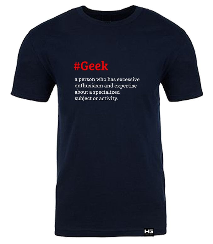 #Geek Definition Short Sleeve Crewneck T-Shirt Navy, Red & White
