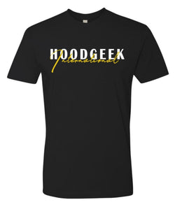 HG International Crewneck Tee Shirt, Black, Gold & White