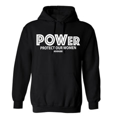 "#POWer" Long Sleeve Hooded Sweatshirt Black & White